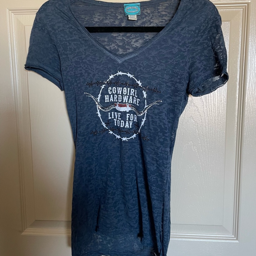Cowgirl Hardware slate blue T shirt
